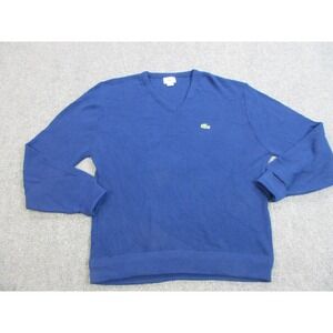Vintage IZOD Lacoste Sweater Mens XL Blue V Neck Pullover Alligator Logo USA 80s
